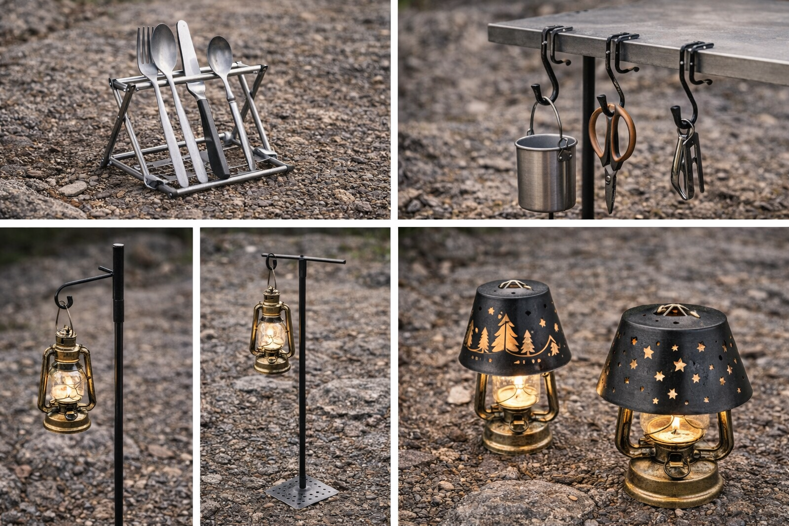 ランタンハンガーやスタンド類のアウトドア金属加工イメージ